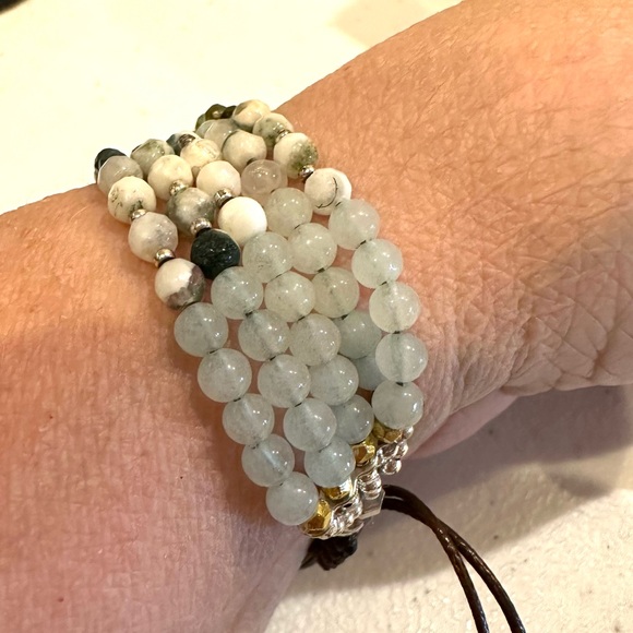 Boho Bracelet multi-stone 5 strand w/ sliding adjustable closure -Genuine stones - Picture 5 of 15